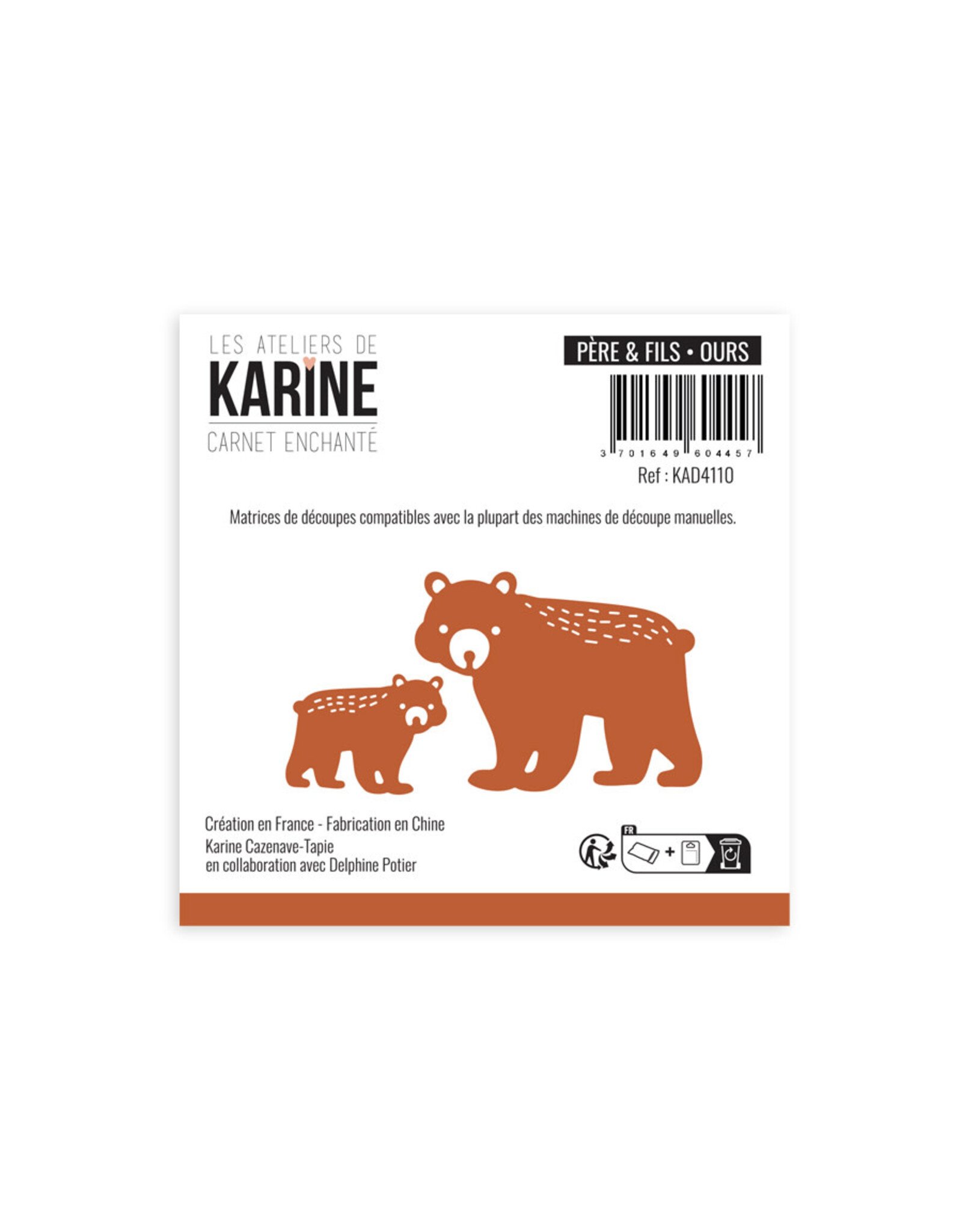 LES ATELIERS DE KARINE LES ATELIERS DE KARINE CARNET ENCHANTÉ PÈRE & FILS OURS DIE SET