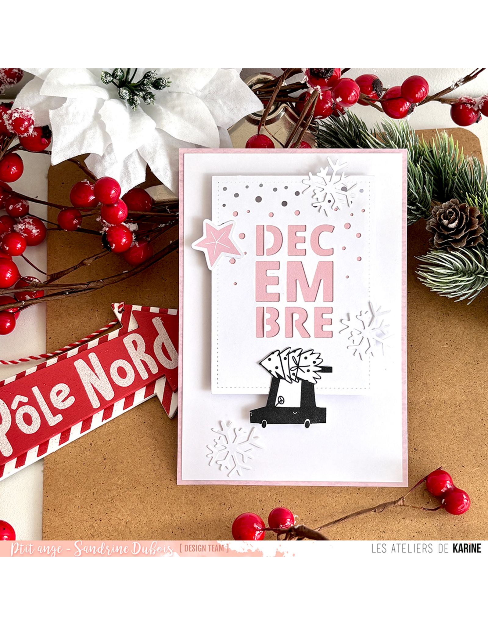 LES ATELIERS DE KARINE LES ATELIERS DE KARINE CARNET ENCHANTÉ TRAINEAU & FLOCONS DIE SET