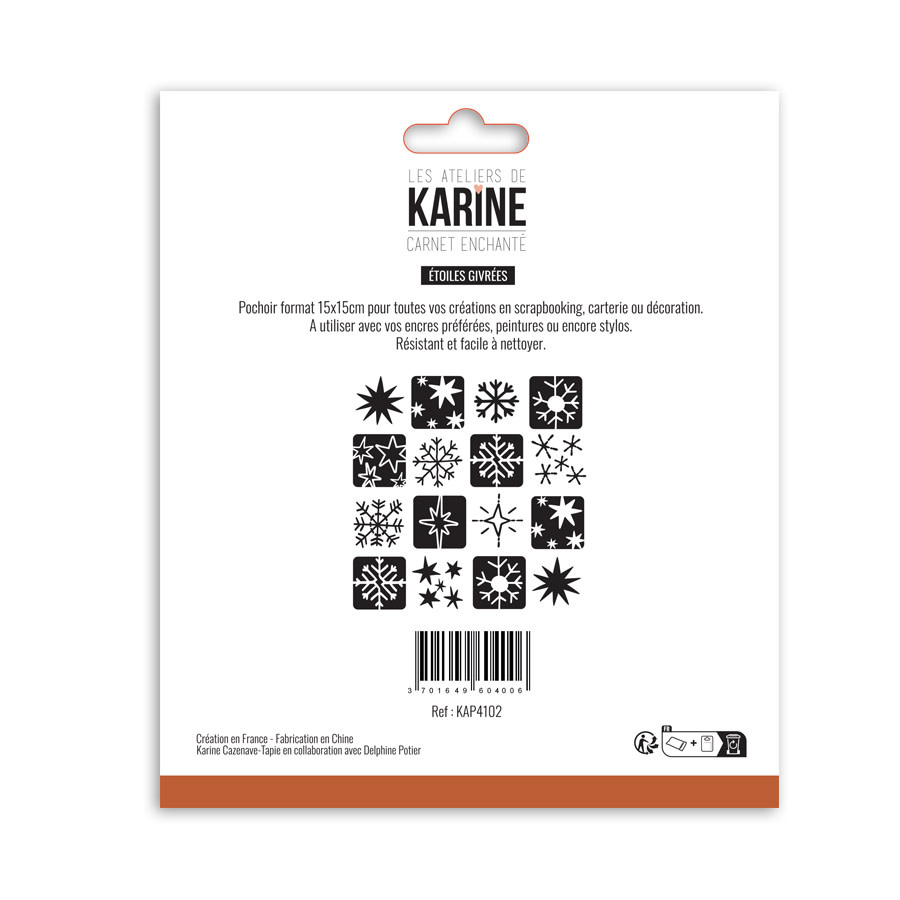 LES ATELIERS DE KARINE LES ATELIERS DE KARINE CARNET ENCHANTÉ ÉTOILES GIVRÉES 6x6 STENCIL