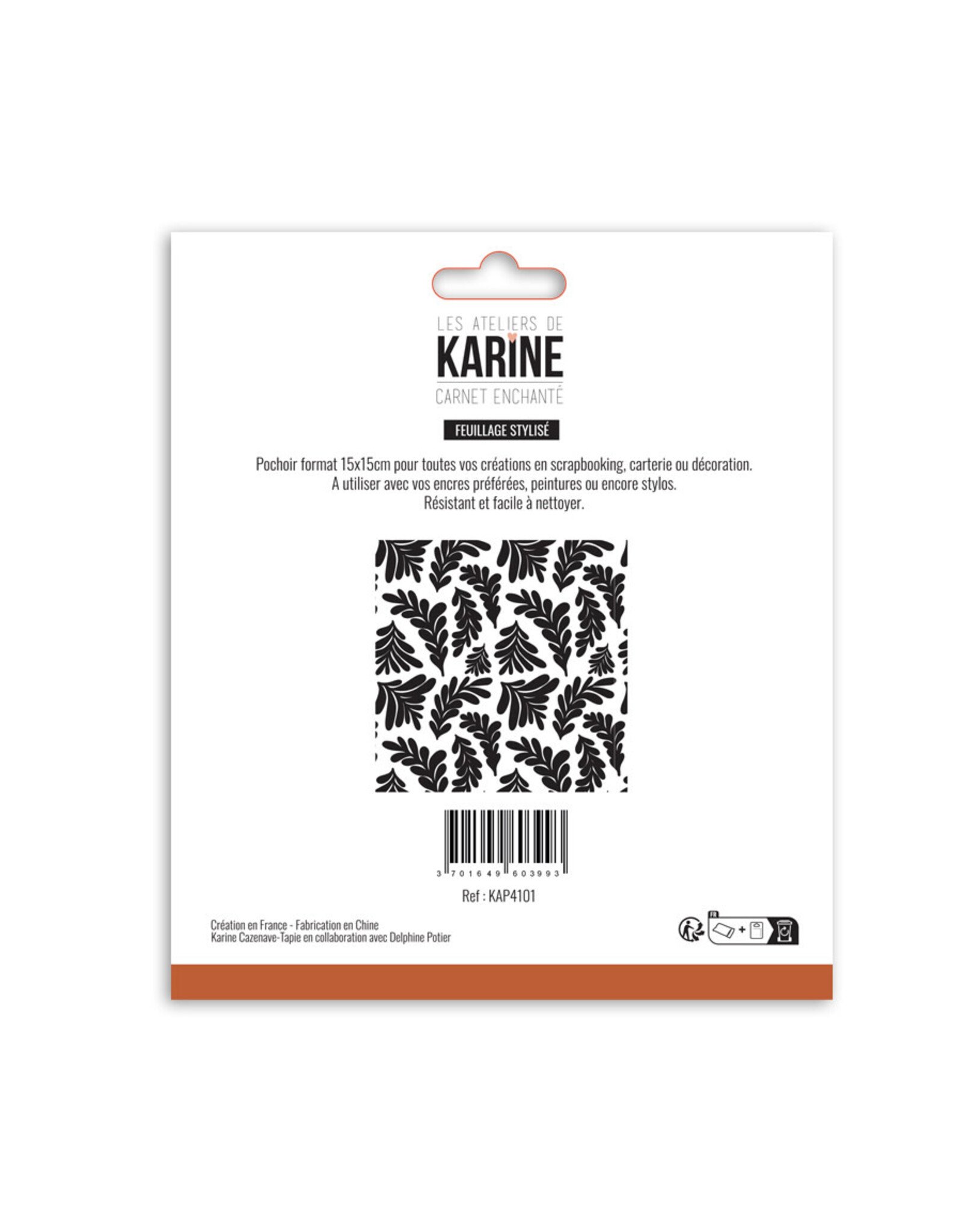 LES ATELIERS DE KARINE LES ATELIERS DE KARINE CARNET ENCHANTÉ FEUILLAGE STYLISÉ 6x6 STENCIL