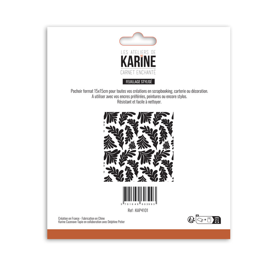 LES ATELIERS DE KARINE LES ATELIERS DE KARINE CARNET ENCHANTÉ FEUILLAGE STYLISÉ 6x6 STENCIL