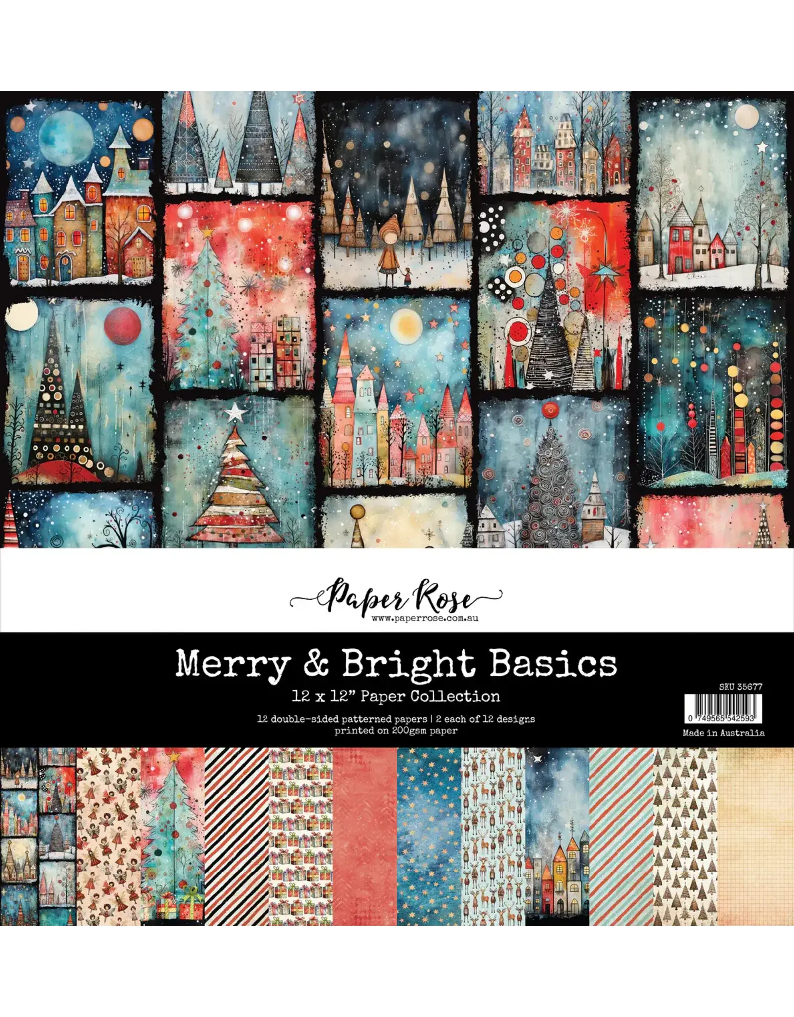 PAPER ROSE PAPER ROSE MERRY AND BRIGHT 12x12 BASICS PAPER COLLECTION