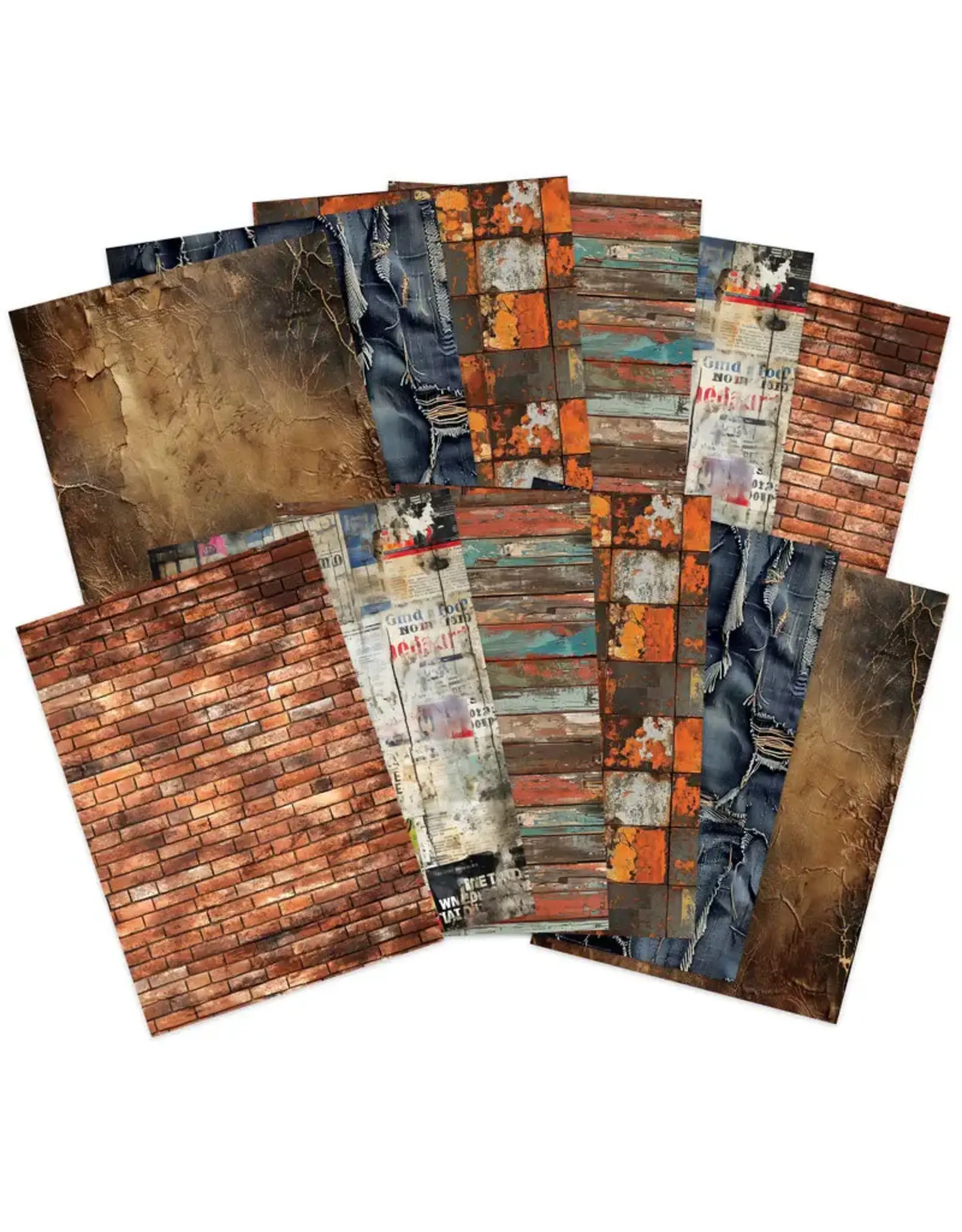 HUNKYDORY CRAFTS LTD. HUNKYDORY ADORABLE SCORABLE DESIGNER A4 CARD PACKS - ROUGH & READY 12 SHEETS