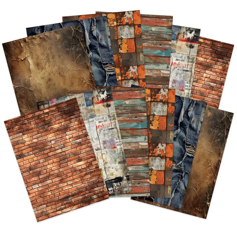 HUNKYDORY CRAFTS LTD. HUNKYDORY ADORABLE SCORABLE DESIGNER A4 CARD PACKS - ROUGH & READY 12 SHEETS