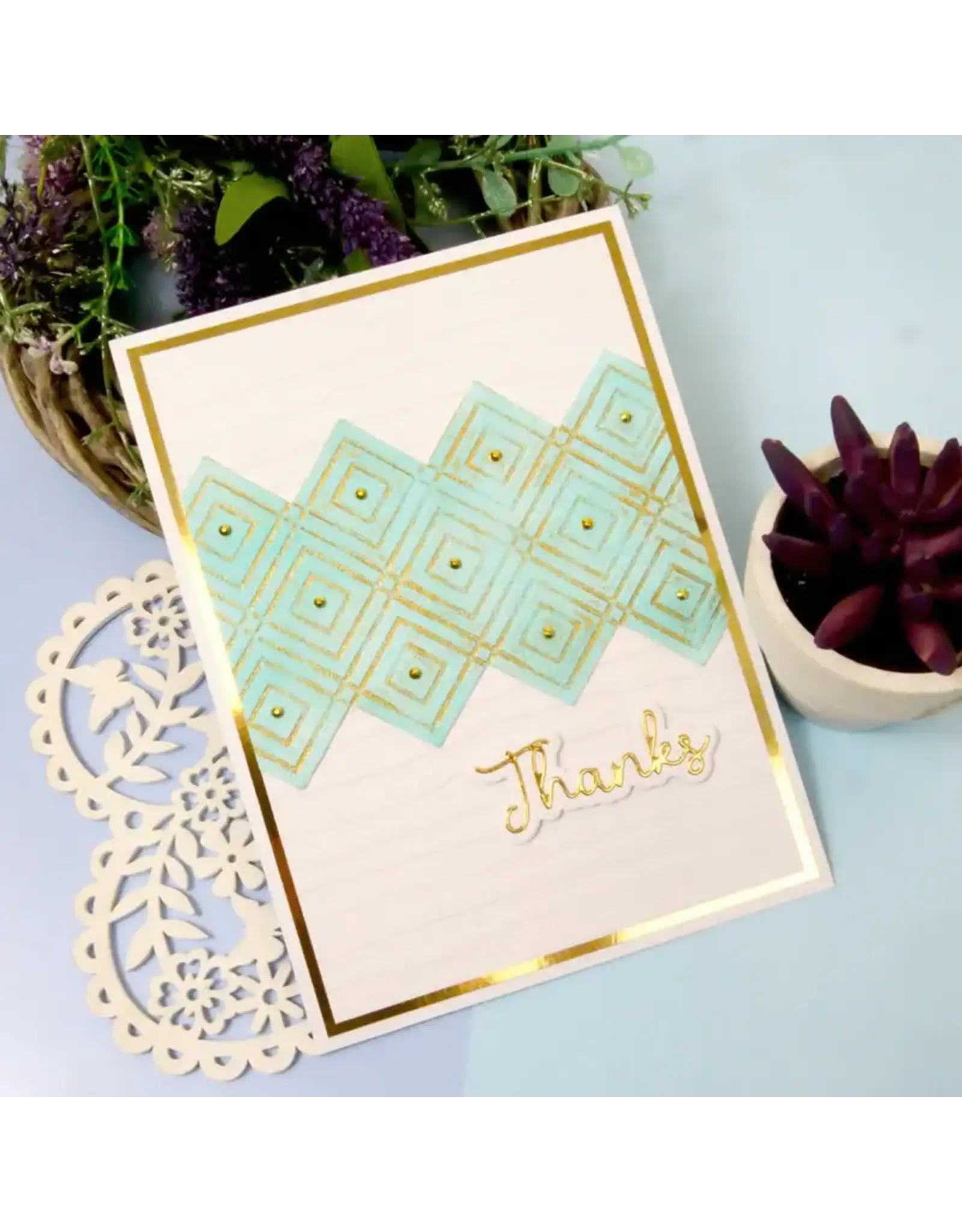 HUNKYDORY CRAFTS LTD. HUNKYDORY MOONSTONE GEOMETRIC TILES EMBOSSING FOLDER