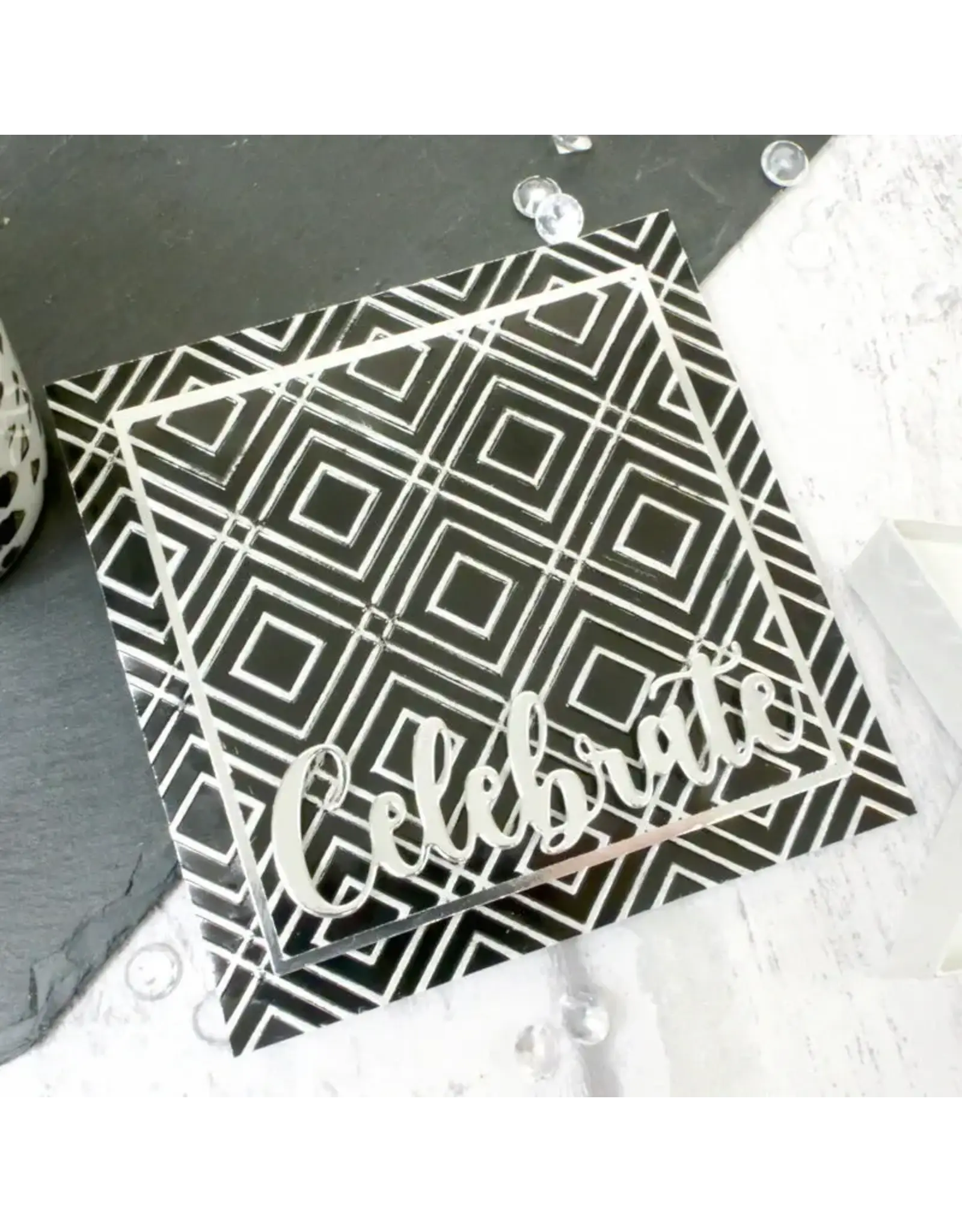 HUNKYDORY CRAFTS LTD. HUNKYDORY MOONSTONE GEOMETRIC TILES EMBOSSING FOLDER