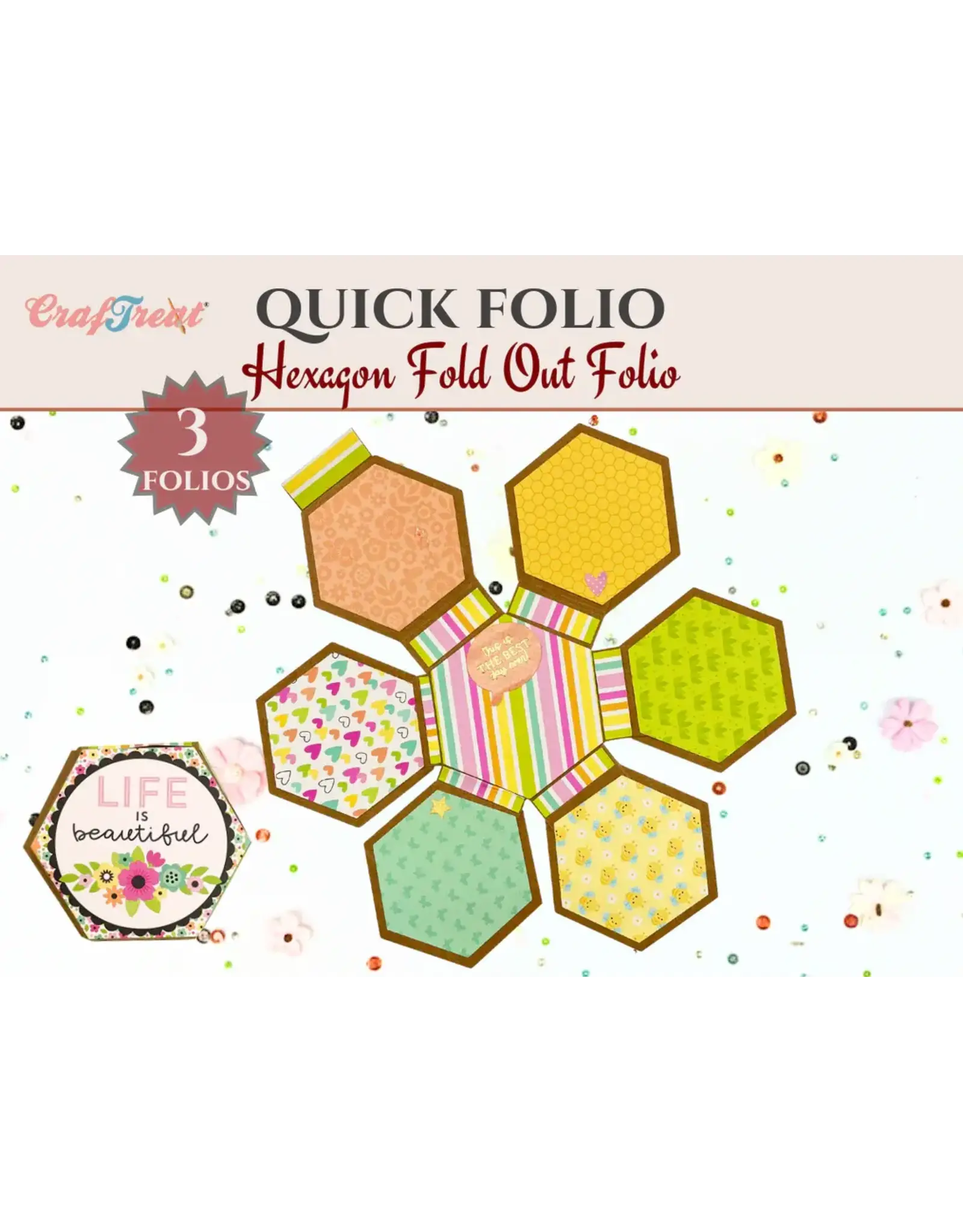 CRAFTREAT CRAFTREAT SCRAPBOOK BLANKS QUICK FOLIO HEXAGON FOLD OUT