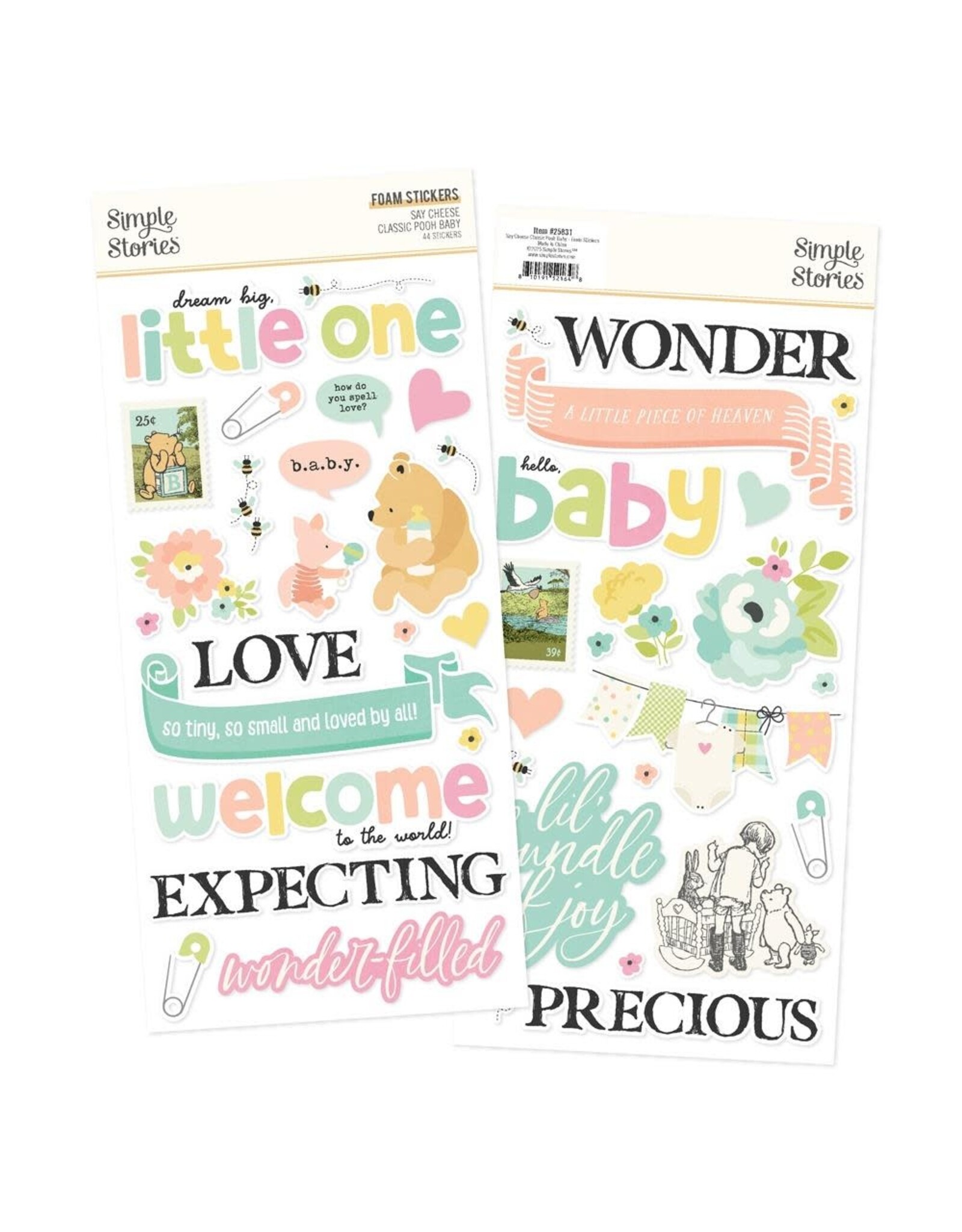 SIMPLE STORIES SIMPLE STORIES CLASSIC POOH BABY FOAM STICKERS 44/PK