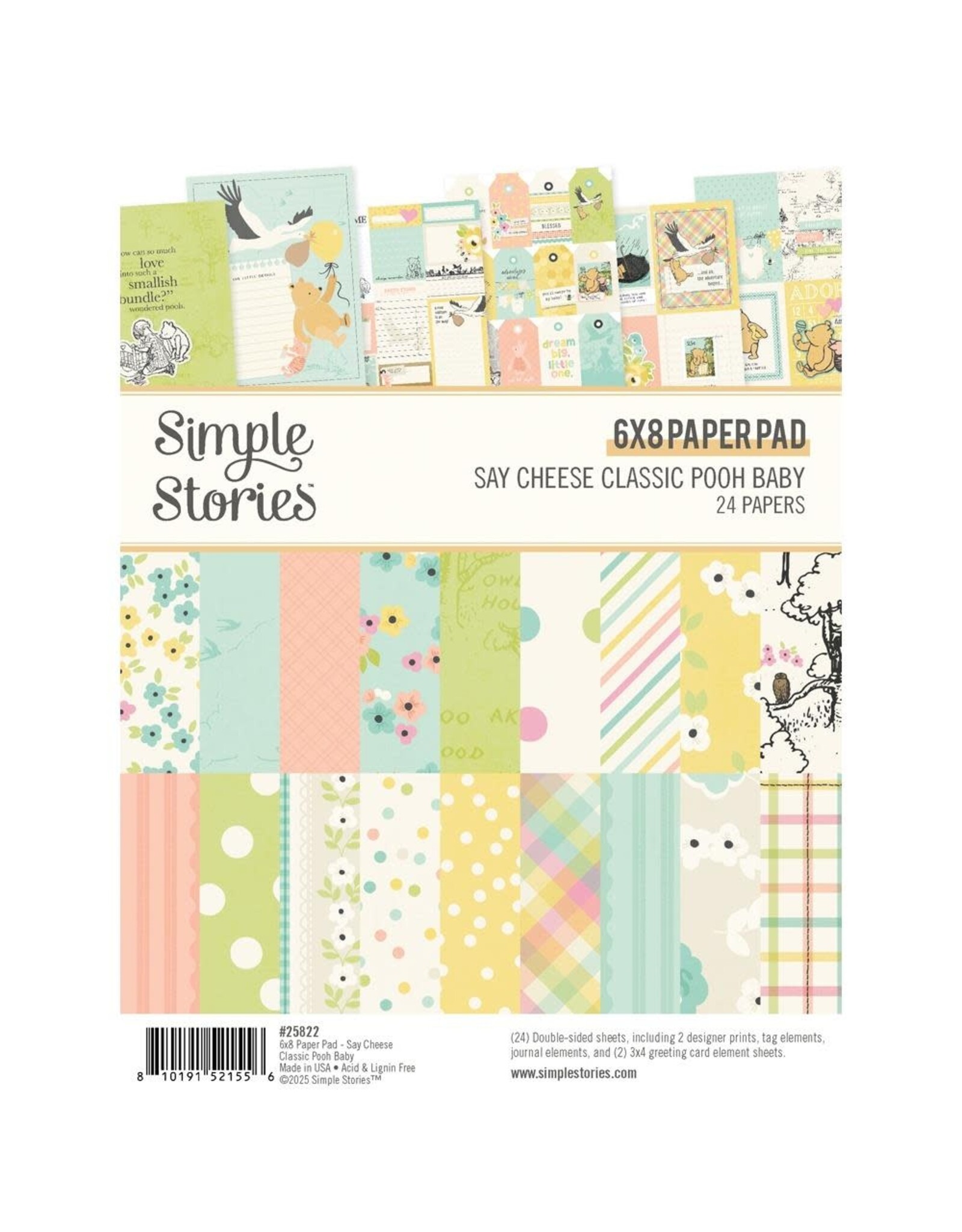 SIMPLE STORIES SIMPLE STORIES CLASSIC POOH BABY 6x8 PAPER PAD 24 SHEETS