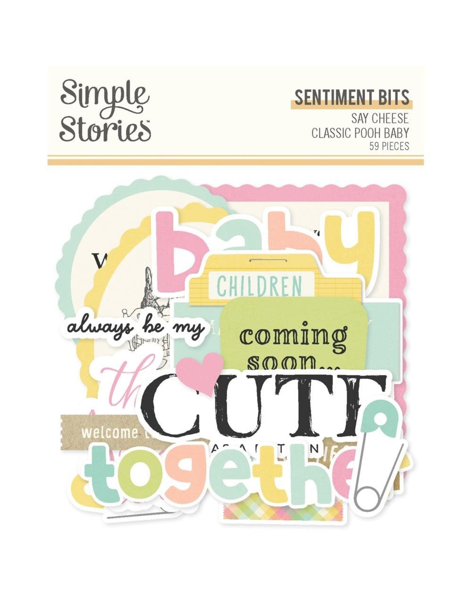 SIMPLE STORIES SIMPLE STORIES CLASSIC POOH BABY SENTIMENT BITS & PIECES 59/PK