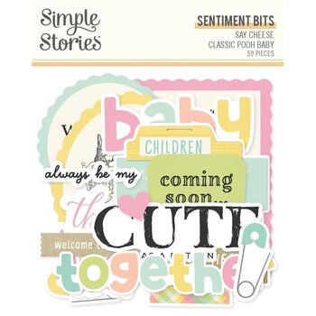 SIMPLE STORIES SIMPLE STORIES CLASSIC POOH BABY SENTIMENT BITS & PIECES 59/PK