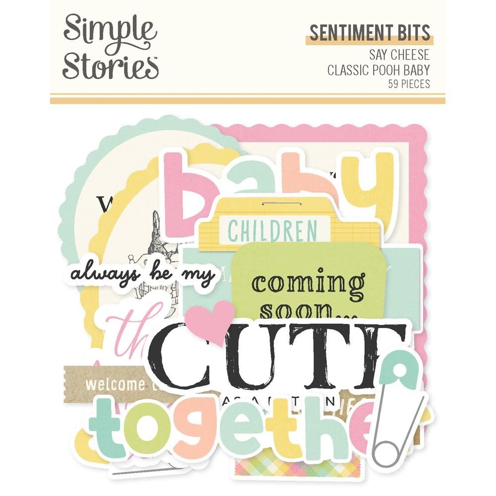 SIMPLE STORIES SIMPLE STORIES CLASSIC POOH BABY SENTIMENT BITS & PIECES 59/PK