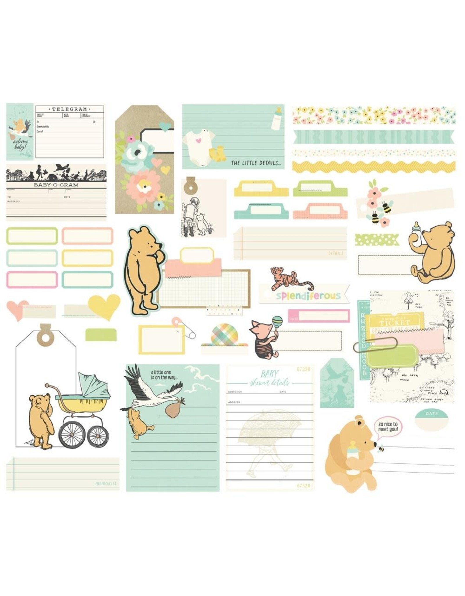 SIMPLE STORIES SIMPLE STORIES CLASSIC POOH BABY JOURNAL BITS & PIECES 40/PK