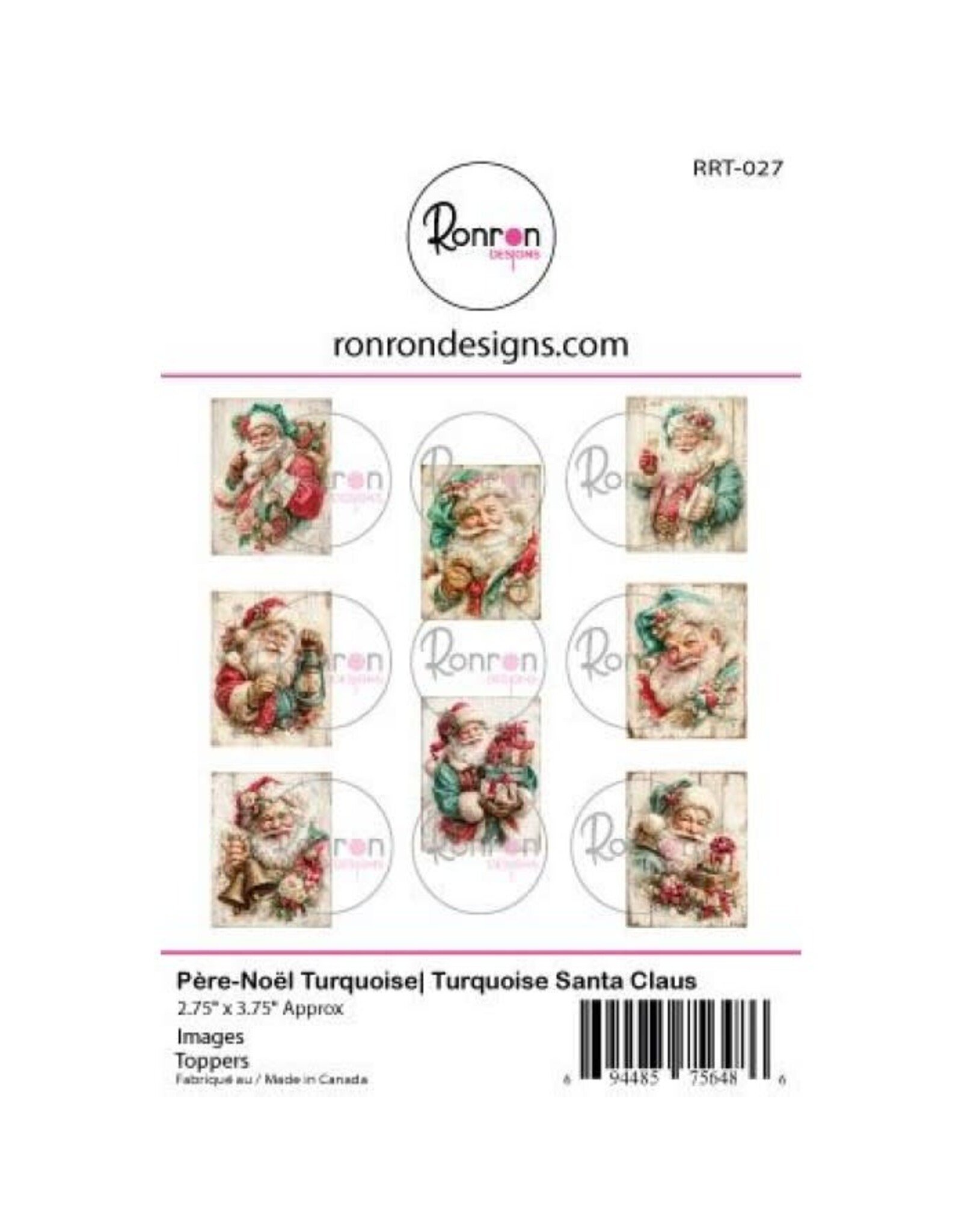 RONRON DESIGNS RONRON DESIGNS PÈRE NOËL TURQUOISE TOPPERS
