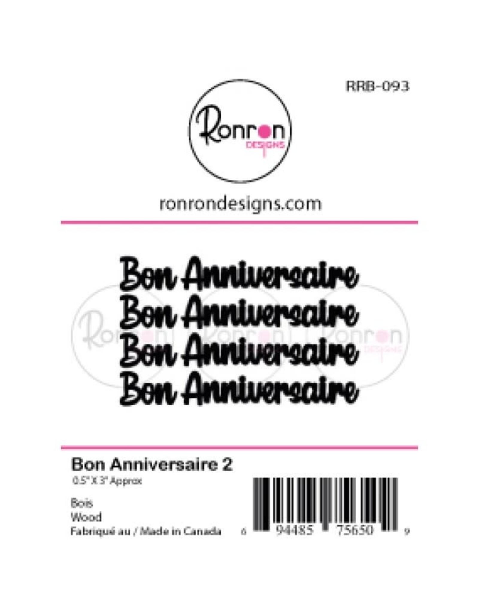 RONRON DESIGNS RONRON DESIGNS BON ANNIVERSAIRE 2 WOOD PIECES