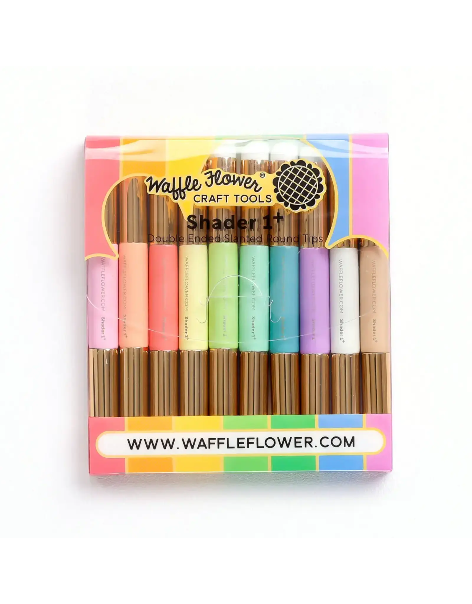 WAFFLE FLOWER WAFFLE FLOWER SHADER BRUSH 1+ DOUBLE ENDED RAINBOW PACK 10/PK