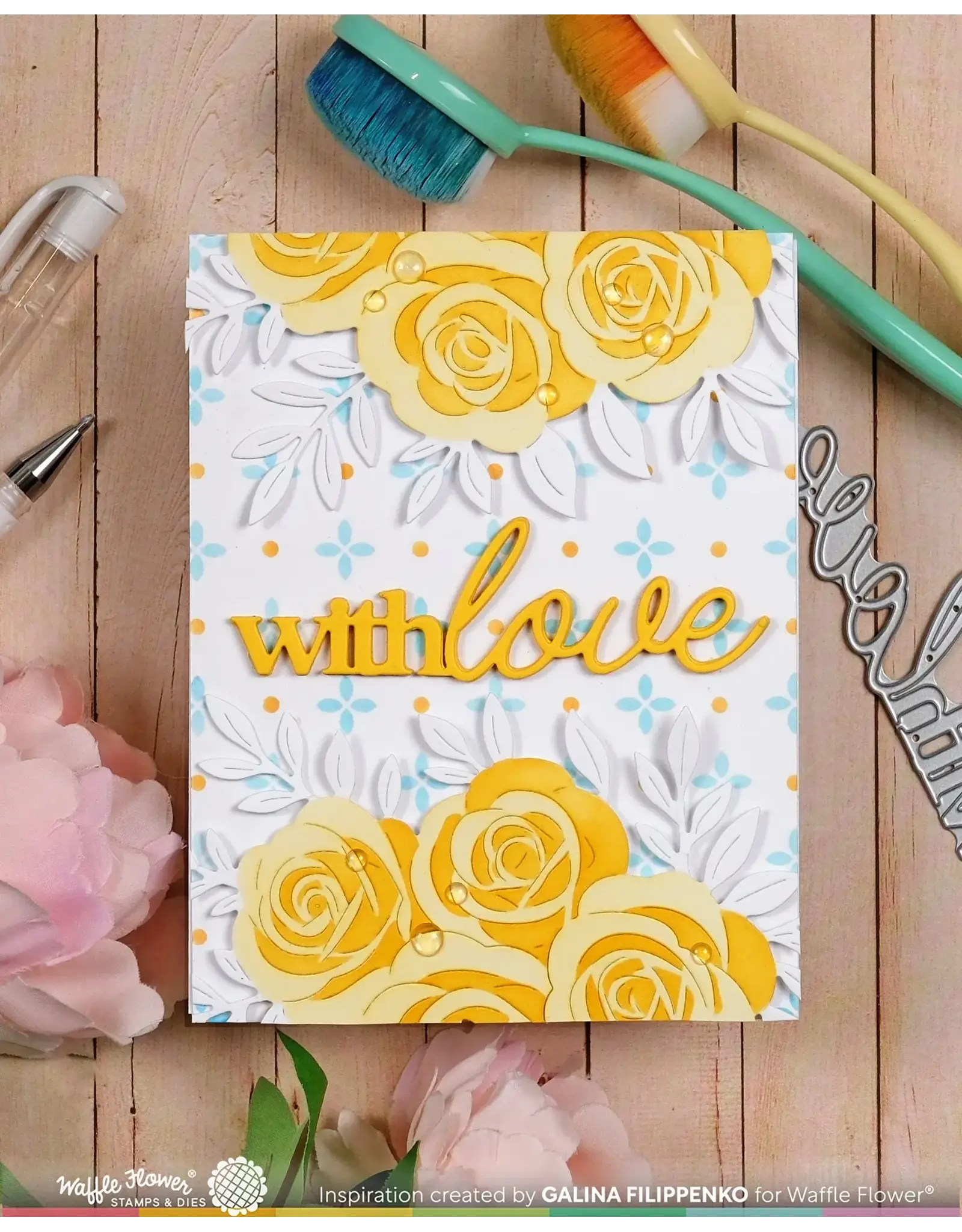 WAFFLE FLOWER WAFFLE FLOWER ROSE BOUQUET STENCIL SET