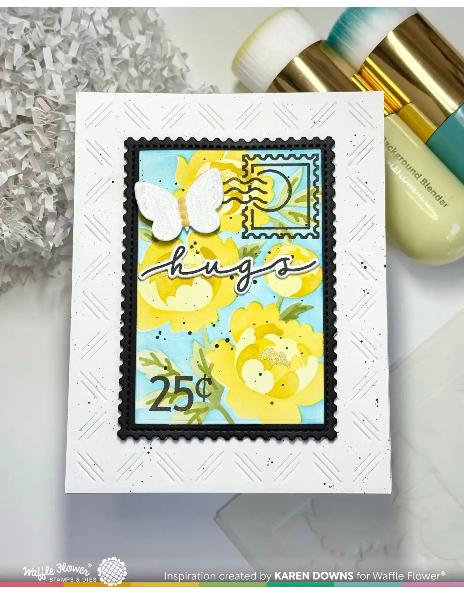 WAFFLE FLOWER WAFFLE FLOWER NESTING POSTAGE COLLAGE PEONY STENCIL SET