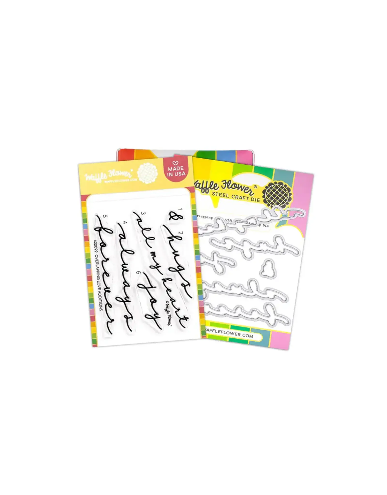 WAFFLE FLOWER WAFFLE FLOWER OVERLAPPING LOVE ADDITIONS CLEAR STAMP SET AND DIE COMBO