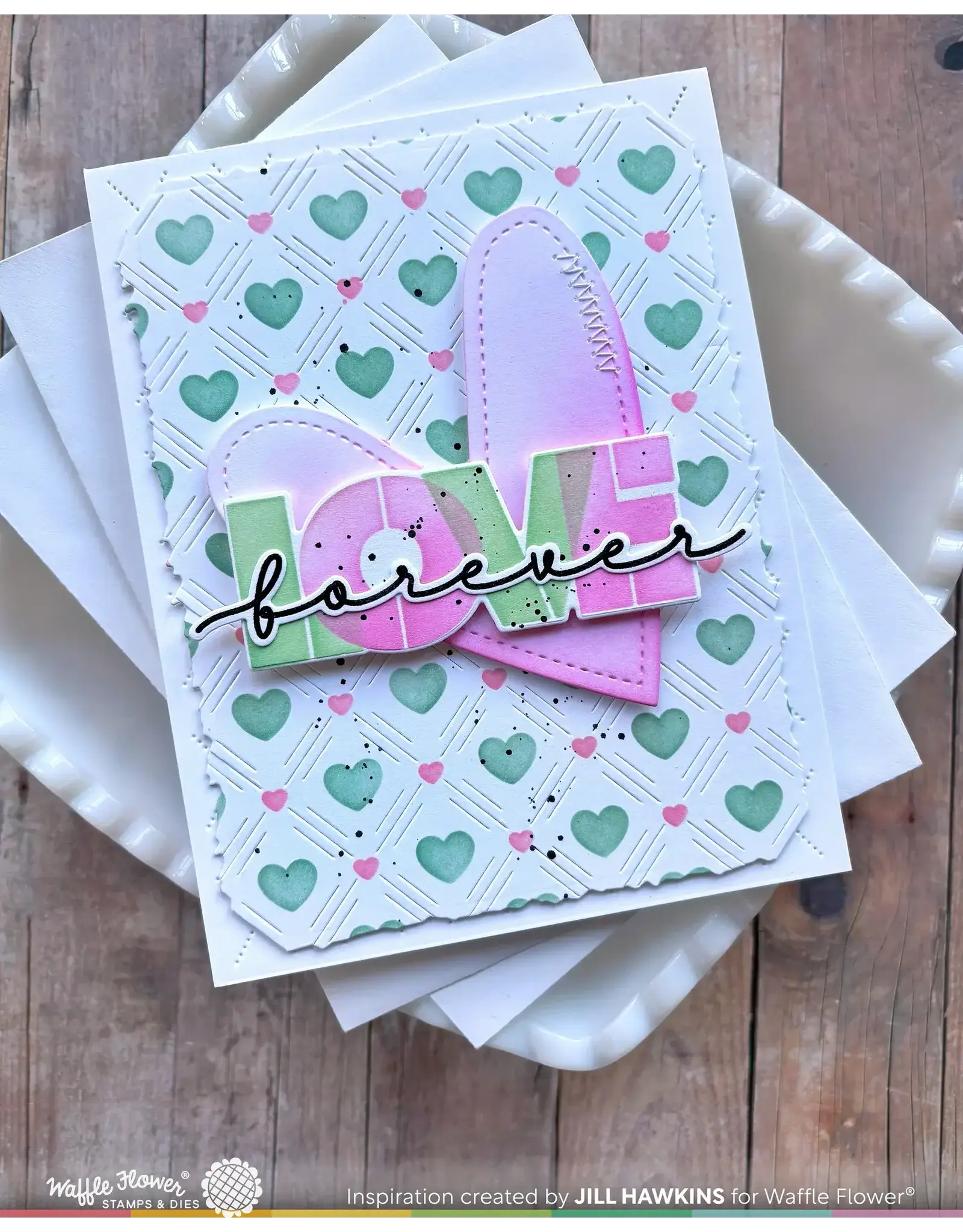 WAFFLE FLOWER WAFFLE FLOWER OVERLAPPING LOVE ADDITIONS CLEAR STAMP SET AND DIE COMBO