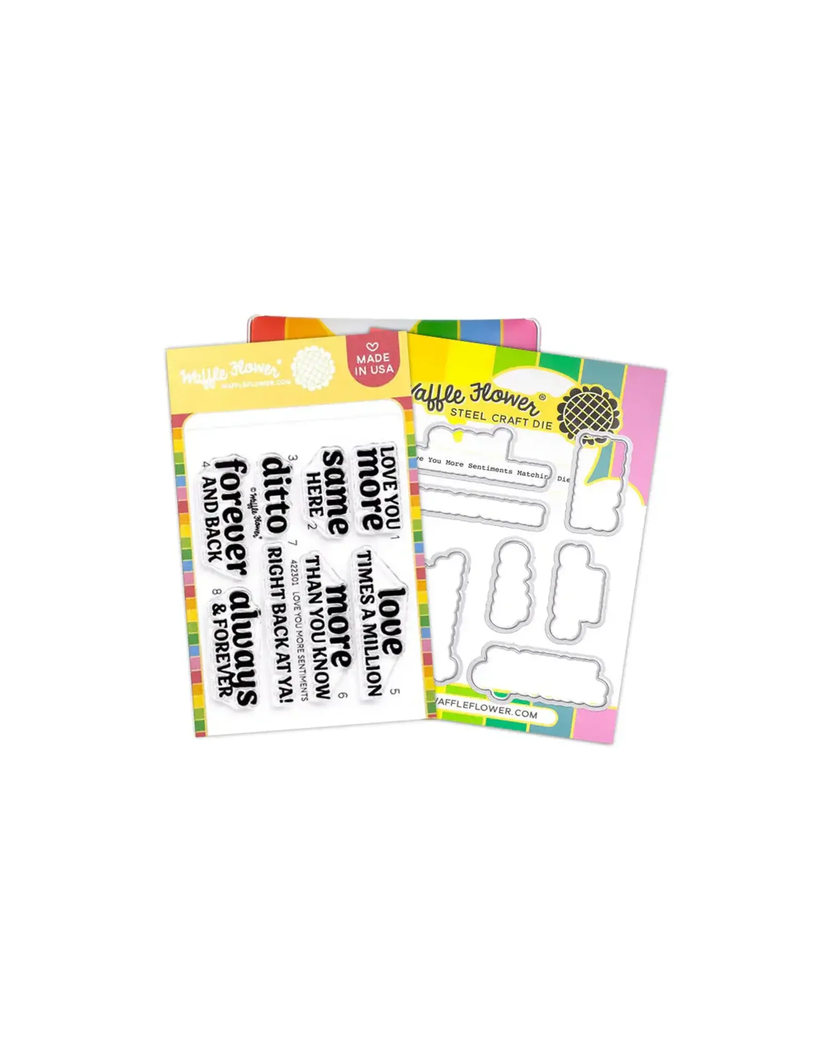 WAFFLE FLOWER WAFFLE FLOWER LOVE YOU MORE SENTIMENTS CLEAR STAMP SET AND DIE COMBO
