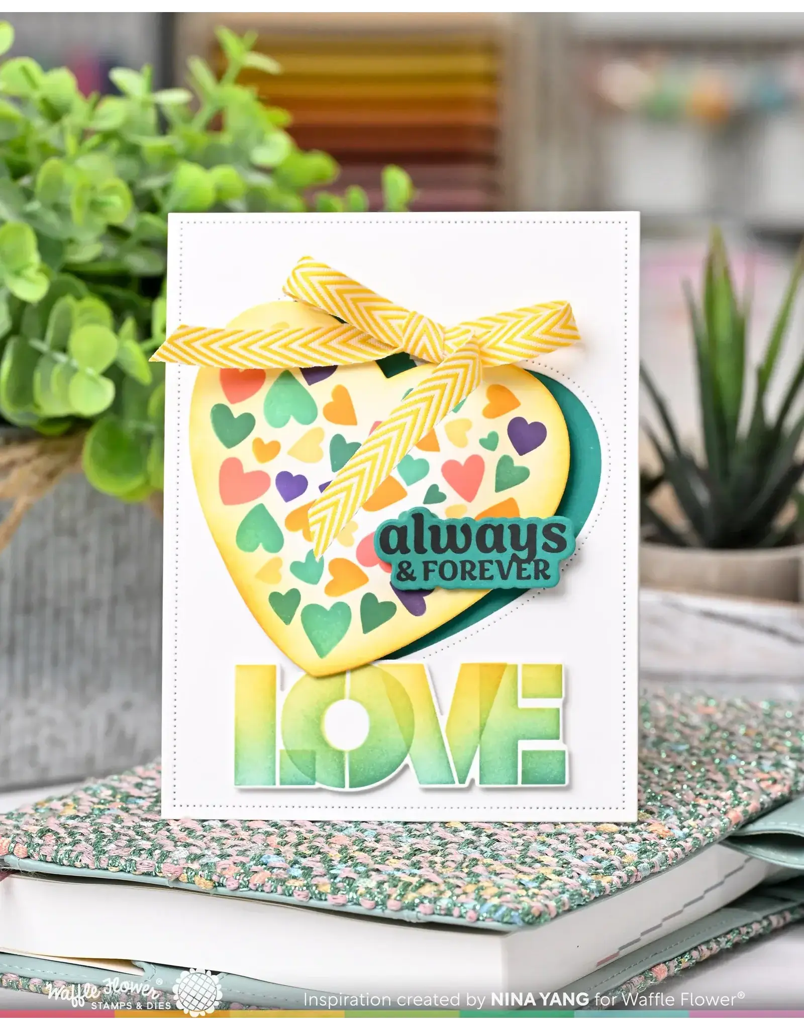 WAFFLE FLOWER WAFFLE FLOWER LOVE YOU MORE SENTIMENTS CLEAR STAMP SET AND DIE COMBO