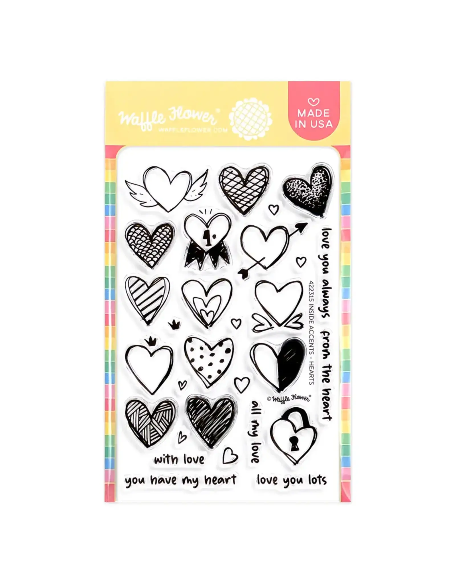 WAFFLE FLOWER WAFFLE FLOWER INSIDE ACCENTS - HEARTS CLEAR STAMP SET