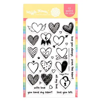 WAFFLE FLOWER WAFFLE FLOWER INSIDE ACCENTS - HEARTS CLEAR STAMP SET