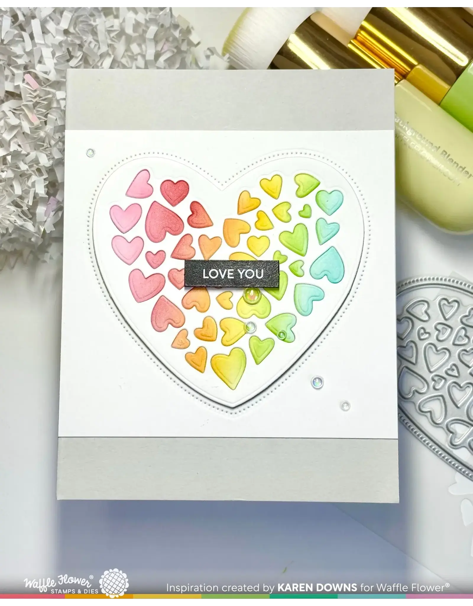 WAFFLE FLOWER WAFFLE FLOWER INLAID HEARTS DIE-N-STENCIL