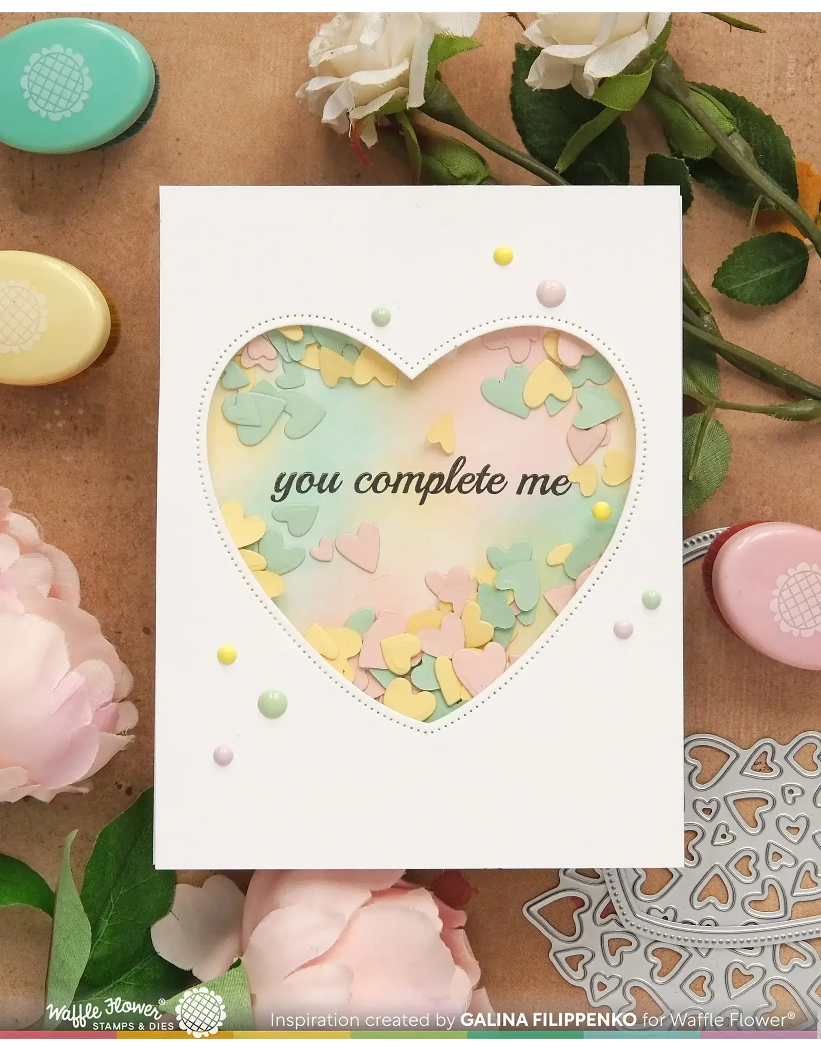 WAFFLE FLOWER WAFFLE FLOWER INLAID HEARTS DETAIL CLEAR STAMP SET