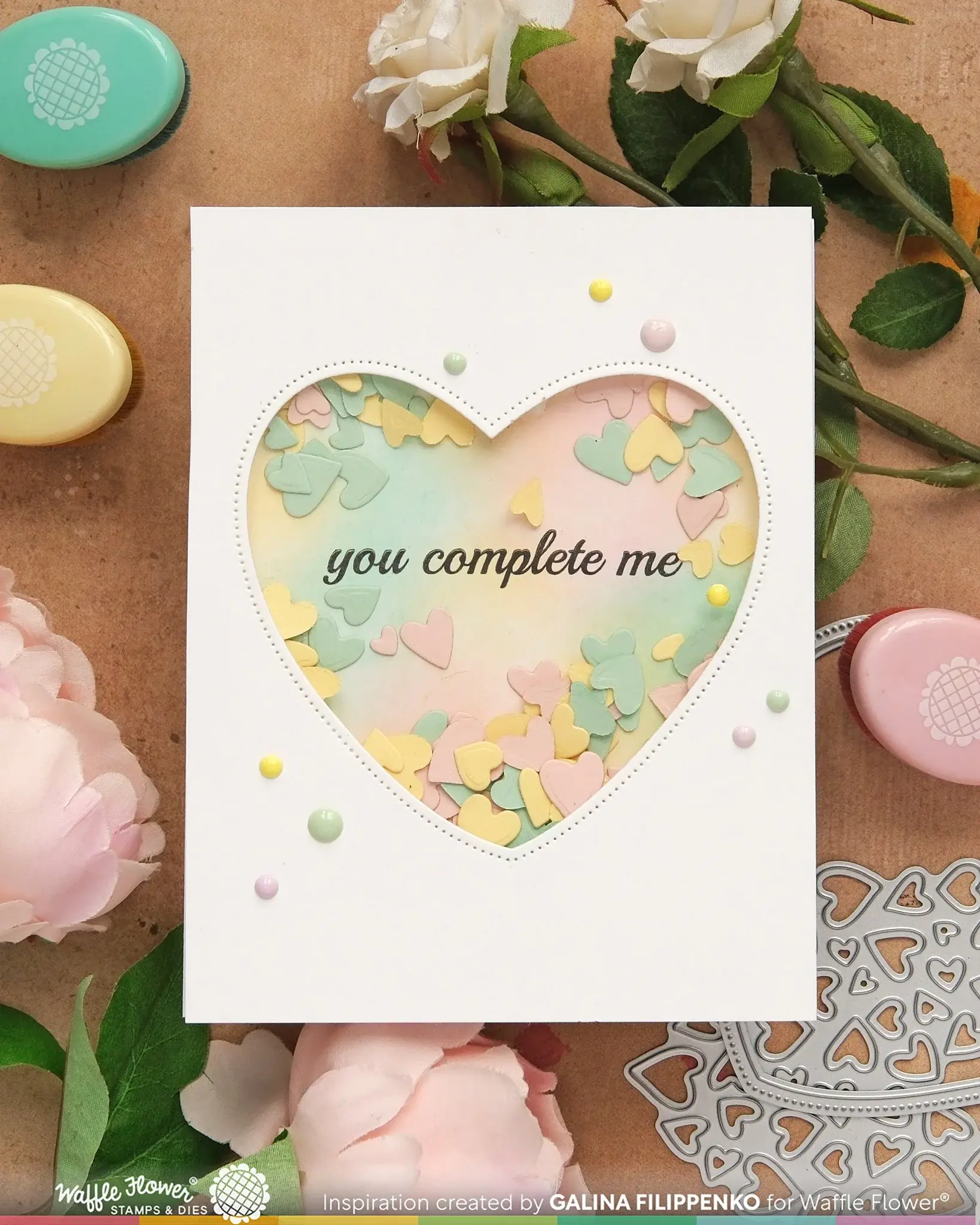 WAFFLE FLOWER WAFFLE FLOWER INLAID HEARTS DETAIL CLEAR STAMP SET