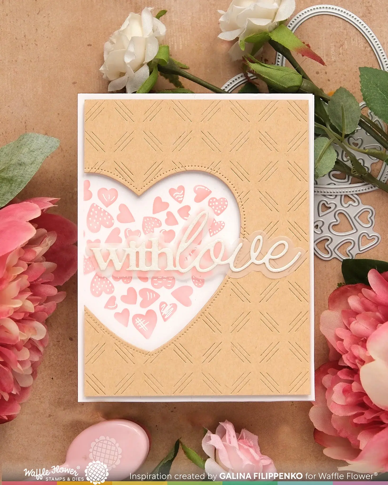 WAFFLE FLOWER WAFFLE FLOWER INLAID HEARTS DETAIL CLEAR STAMP SET