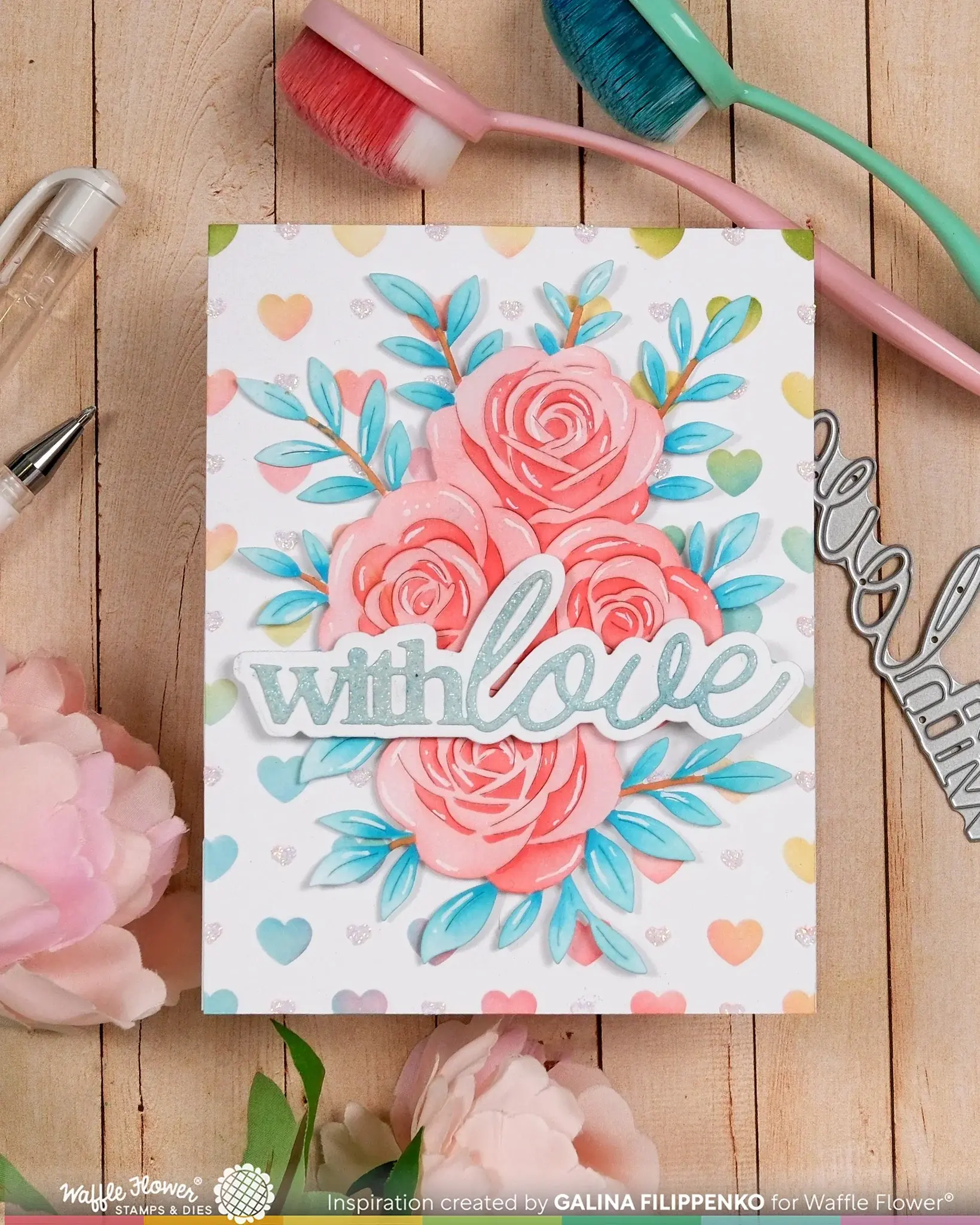 WAFFLE FLOWER WAFFLE FLOWER DASHED LATTICE HEARTS STENCIL SET