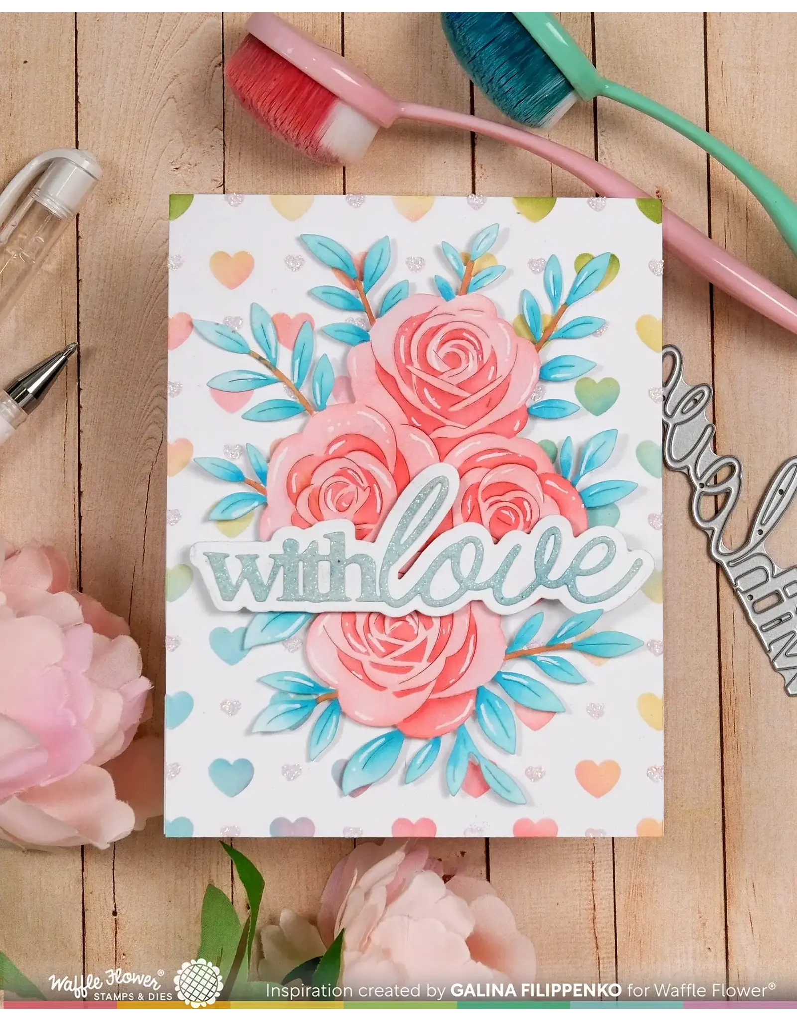 WAFFLE FLOWER WAFFLE FLOWER DASHED LATTICE HEARTS STENCIL SET