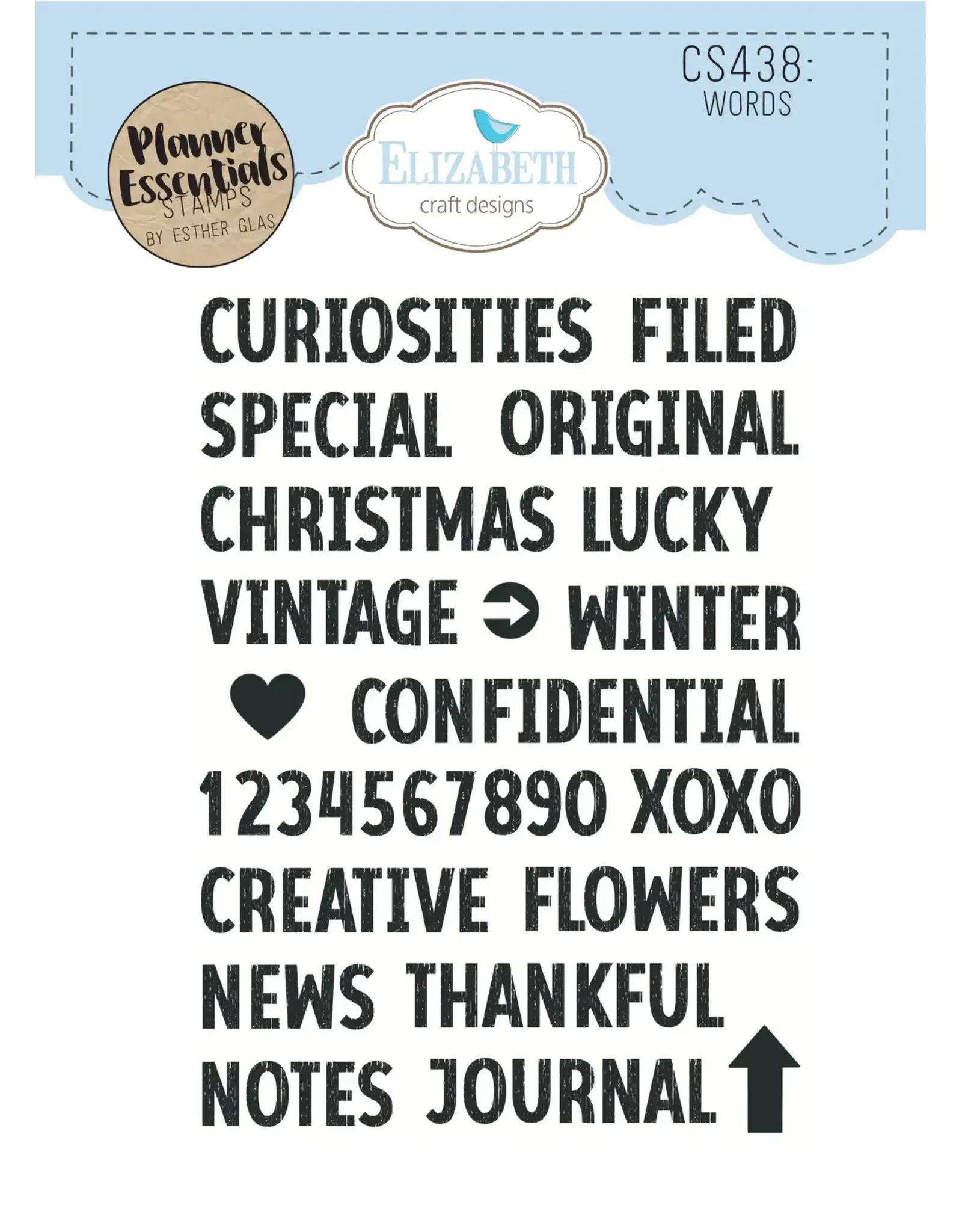 ELIZABETH CRAFT DESIGNS ELIZABETH CRAFT DESIGNS PLANNER ESSENTIALS WORDS CLEAR STAMP SET