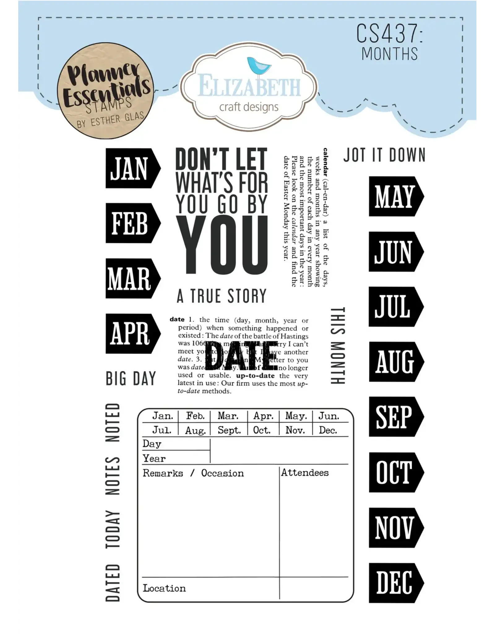 ELIZABETH CRAFT DESIGNS ELIZABETH CRAFT DESIGNS PLANNER ESSENTIALS MONTHS CLEAR STAMP SET