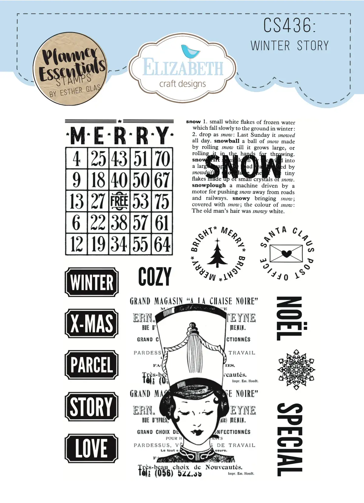 ELIZABETH CRAFT DESIGNS ELIZABETH CRAFT DESIGNS PLANNER ESSENTIALS WINTER STORY CLEAR STAMP SET