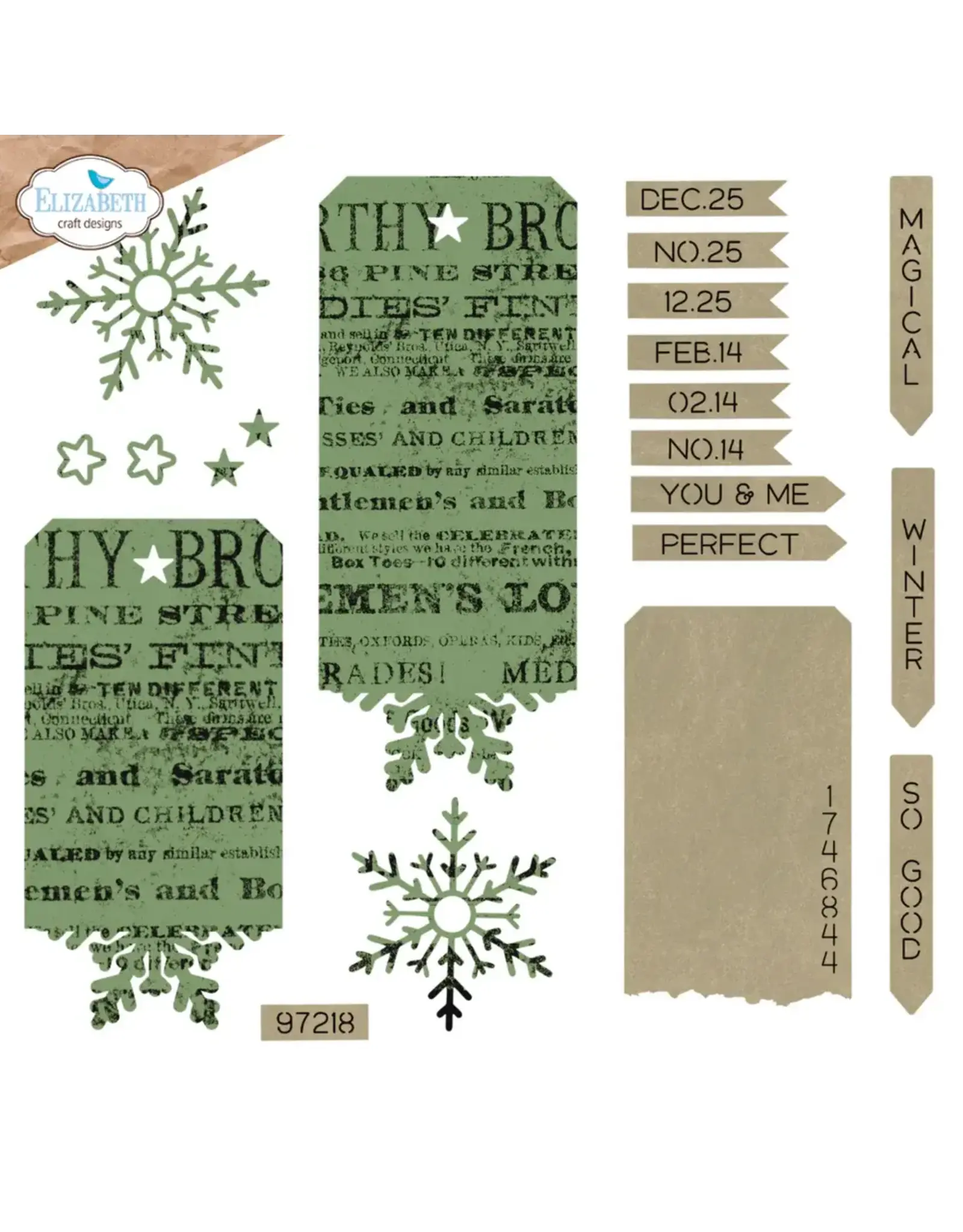 ELIZABETH CRAFT DESIGNS ELIZABETH CRAFT DESIGNS ESTHER GLAS PLANNER ESSENTIALS WINTER TAGS DIE SET