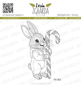 LESIA ZGHARDA DESIGN LESIA ZGHARDA DESIGN BUNNY IN PAJAMAS WITH CANDY CANE CLEAR STAMP