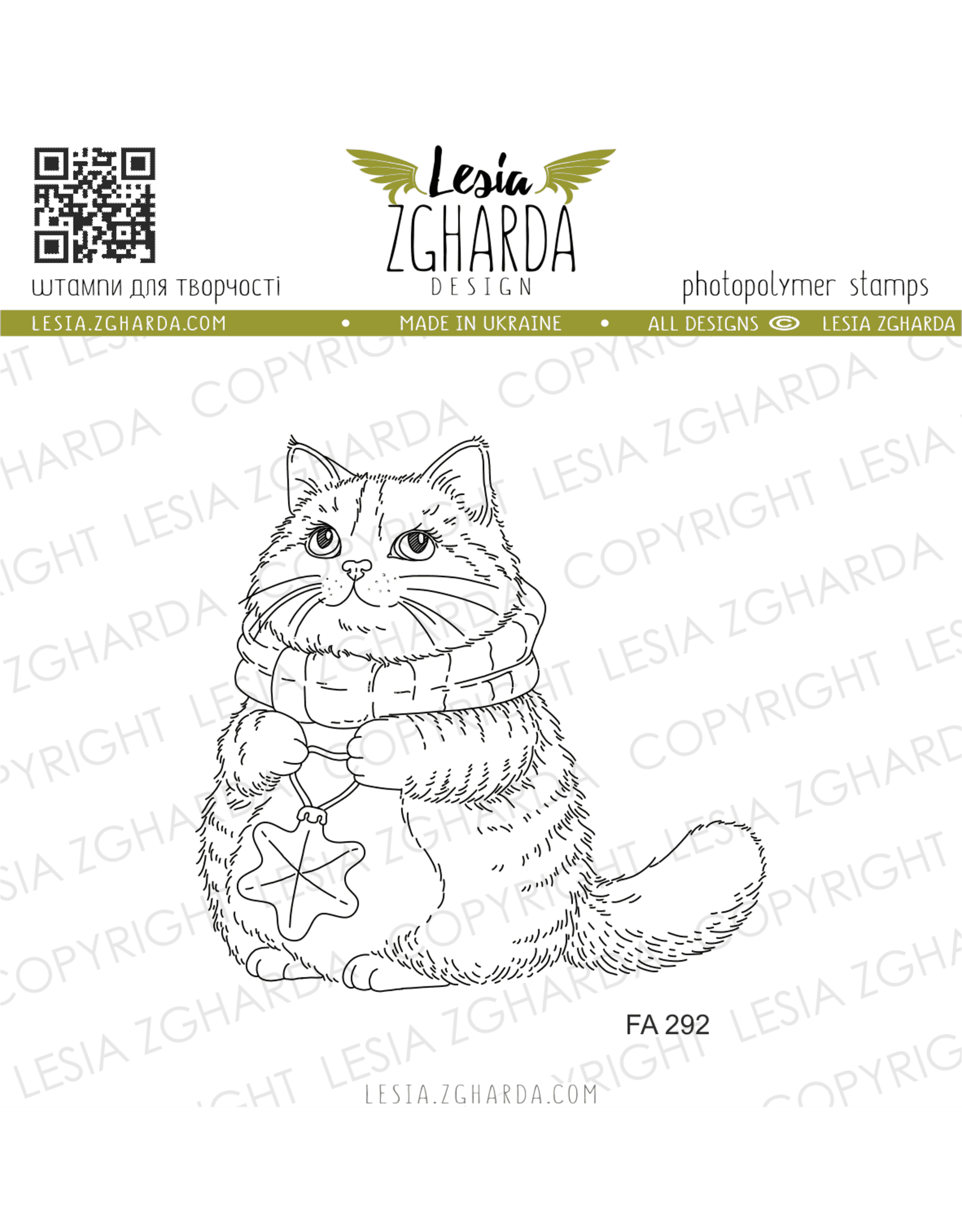 LESIA ZGHARDA DESIGN LESIA ZGHARDA DESIGN CAT WITH CHRISTMAS ORNAMENT CLEAR STAMP
