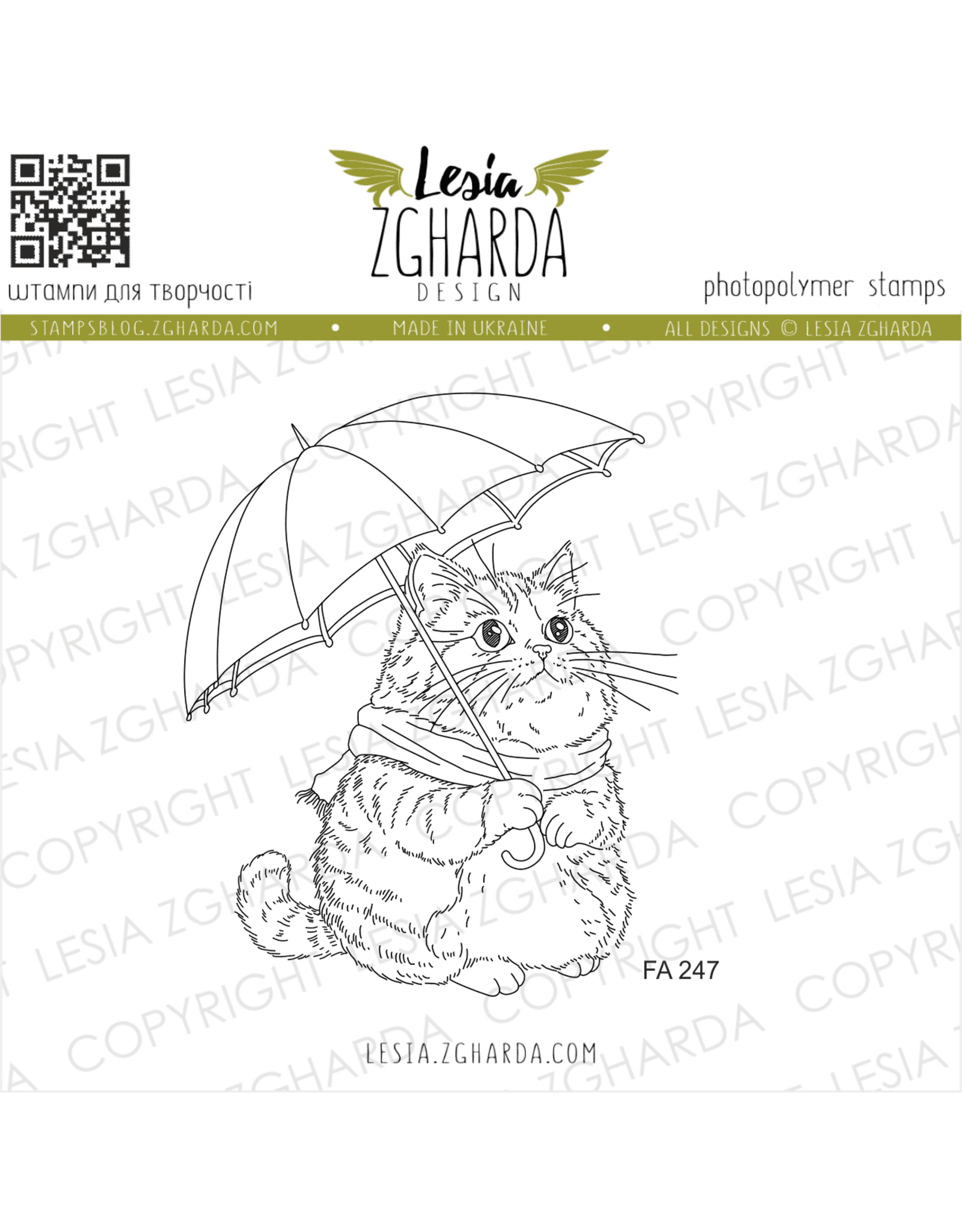 LESIA ZGHARDA DESIGN LESIA ZGHARDA DESIGN CUTE CAT UNDER AN UMBRELLA CLEAR STAMP