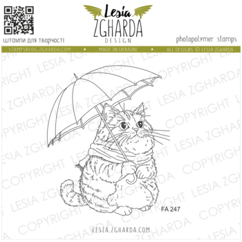 LESIA ZGHARDA DESIGN LESIA ZGHARDA DESIGN CUTE CAT UNDER AN UMBRELLA CLEAR STAMP