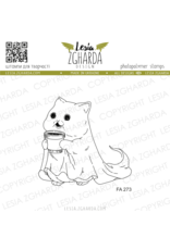 LESIA ZGHARDA DESIGN LESIA ZGHARDA DESIGN GHOST KITTY WITH A CUP OF COFFEE CLEAR STAMP