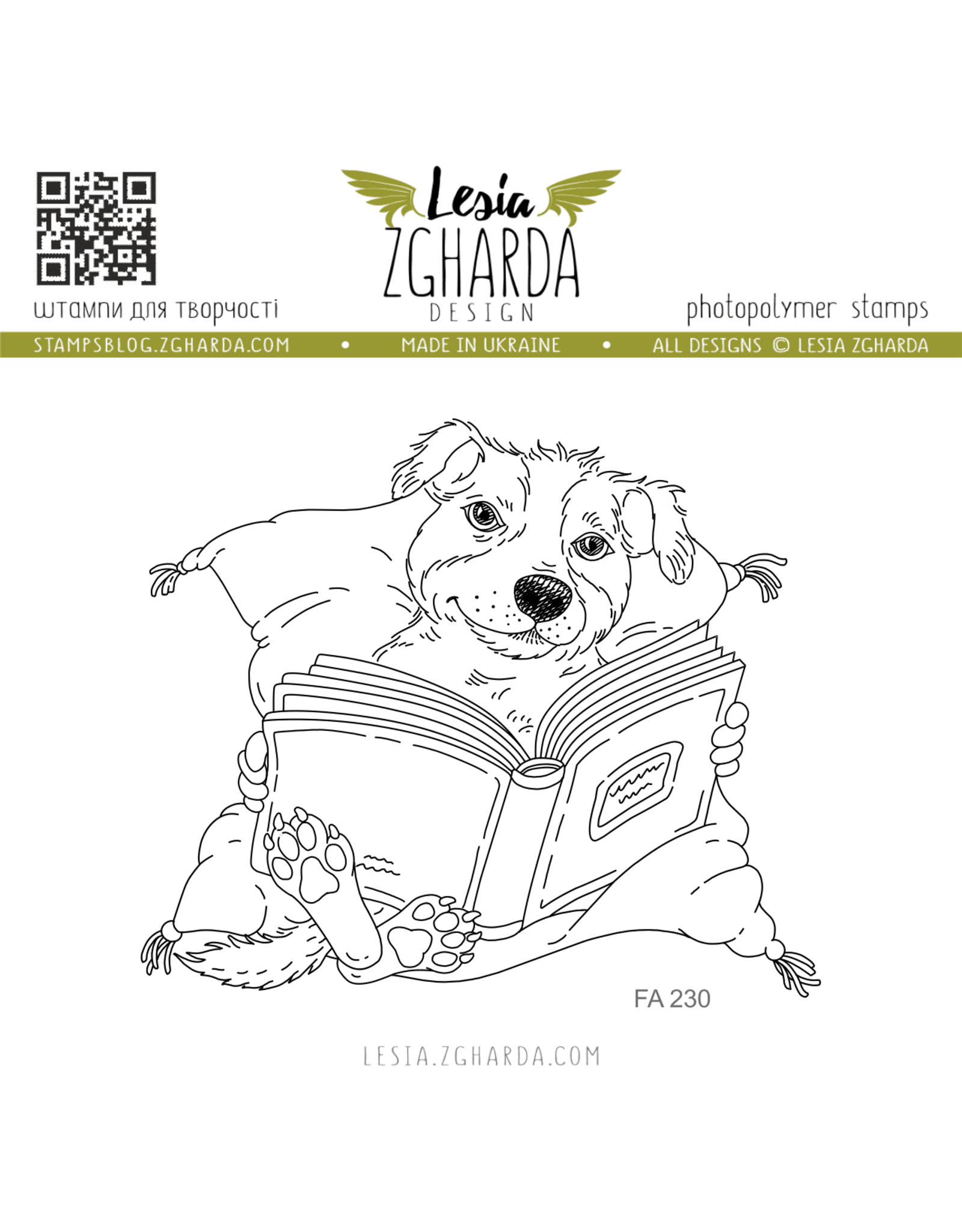 LESIA ZGHARDA DESIGN LESIA ZGHARDA DESIGN DOG ON THE PILLOW WITH BOOK CLEAR STAMP