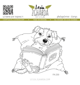 LESIA ZGHARDA DESIGN LESIA ZGHARDA DESIGN DOG ON THE PILLOW WITH BOOK CLEAR STAMP