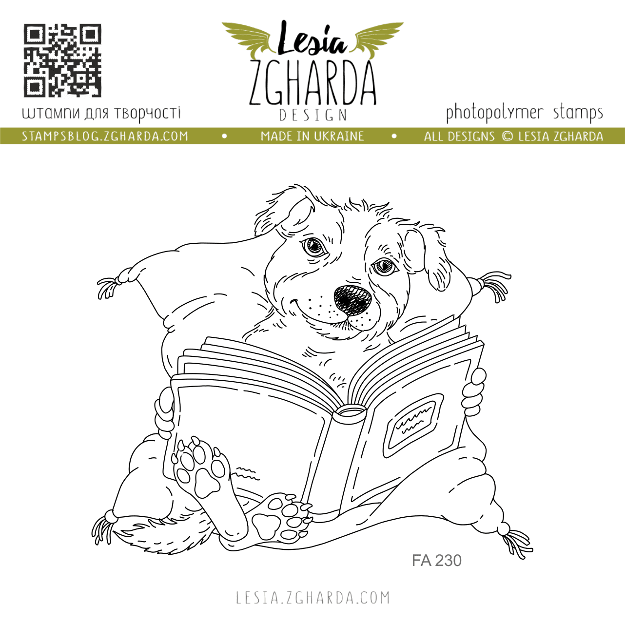 LESIA ZGHARDA DESIGN LESIA ZGHARDA DESIGN DOG ON THE PILLOW WITH BOOK CLEAR STAMP