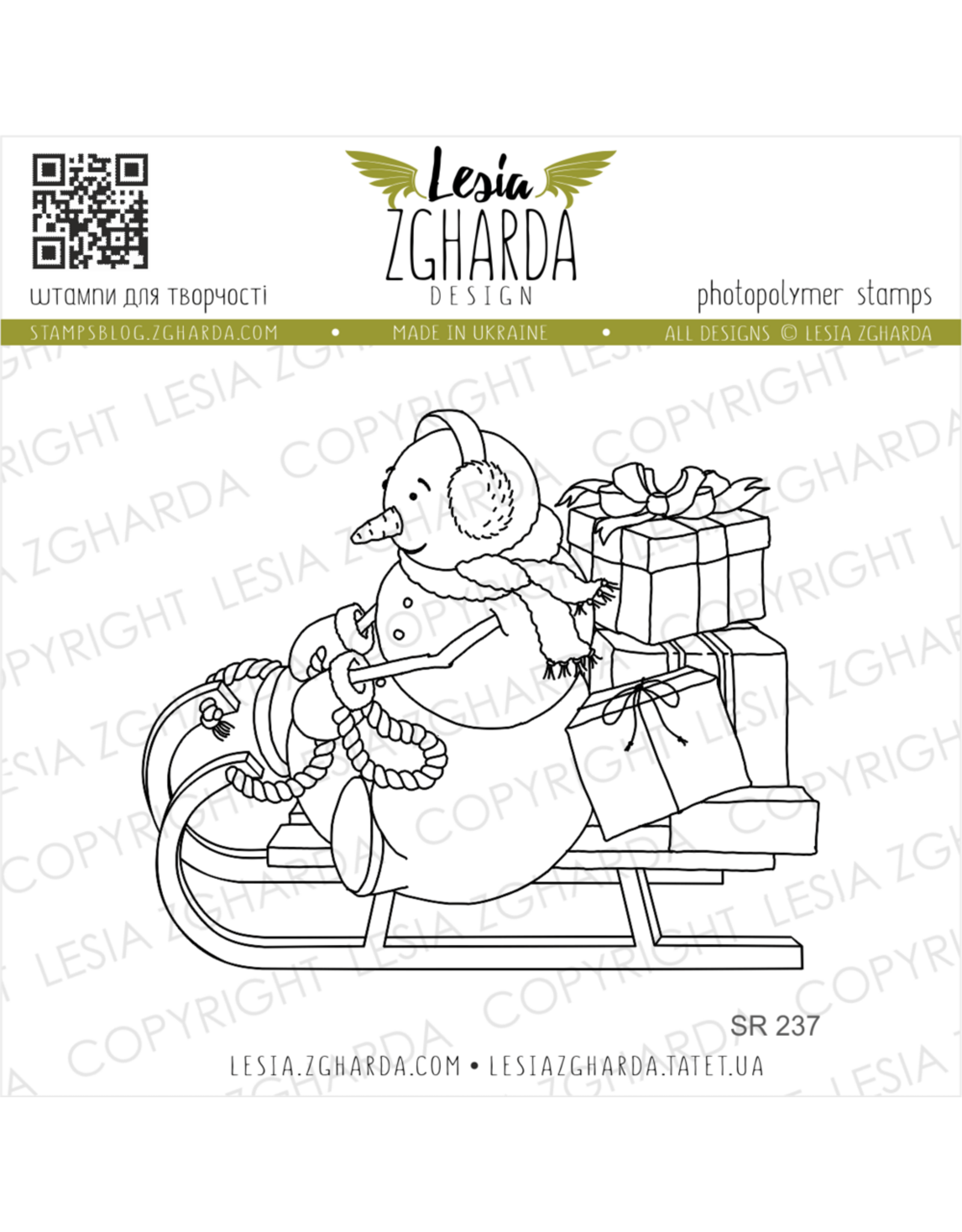 LESIA ZGHARDA DESIGN LESIA ZGHARDA DESIGN SNOWMAN ON THE SLED CLEAR STAMP
