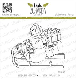 LESIA ZGHARDA DESIGN LESIA ZGHARDA DESIGN SNOWMAN ON THE SLED CLEAR STAMP