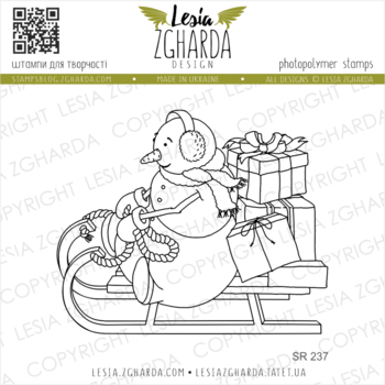 LESIA ZGHARDA DESIGN LESIA ZGHARDA DESIGN SNOWMAN ON THE SLED CLEAR STAMP