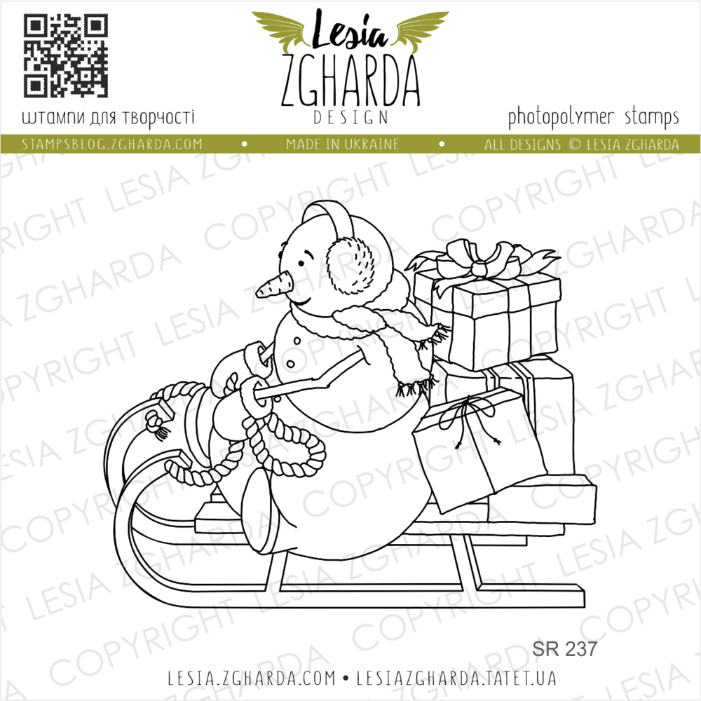 LESIA ZGHARDA DESIGN LESIA ZGHARDA DESIGN SNOWMAN ON THE SLED CLEAR STAMP